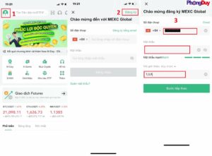 Đăng ký tài khoản sàn MEXC trên App
