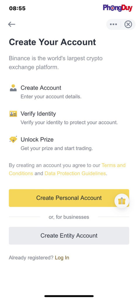 Đăng ký tài khoản Binance trên App