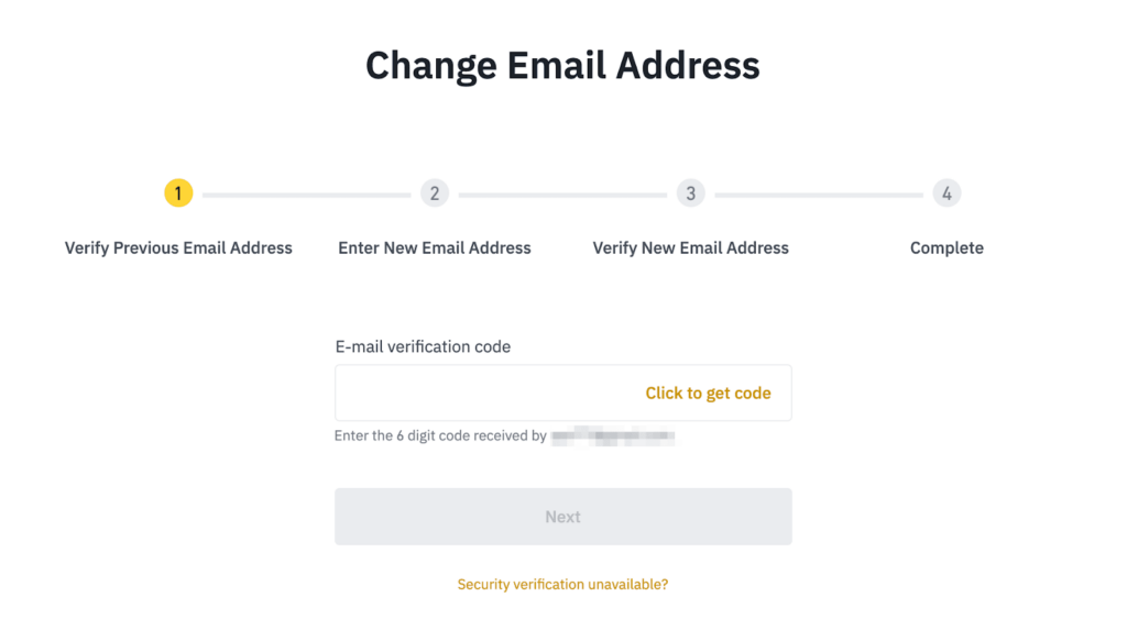 Thay đổi địa chỉ email Binance