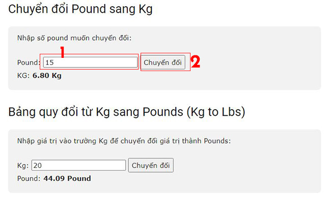 1 pound bằng bao nhiêu kg