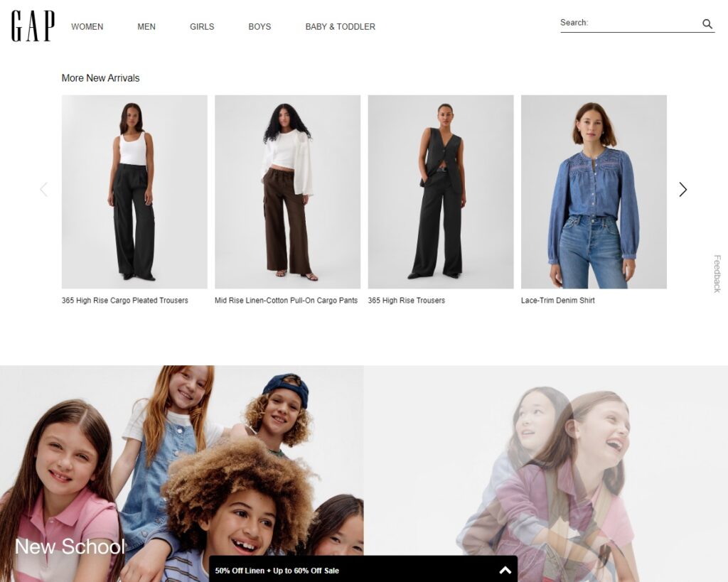 Trang web mua đồ thời trang hàng đầu tại Mỹ Gap.com