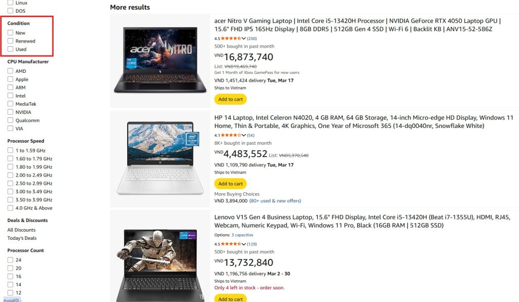 Hàng Renewed và Used trên Amazon Hàng Renewed và Used trên Amazon